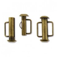 Magnetische schuif sluiting slide bar 16,5mm Antiek brons